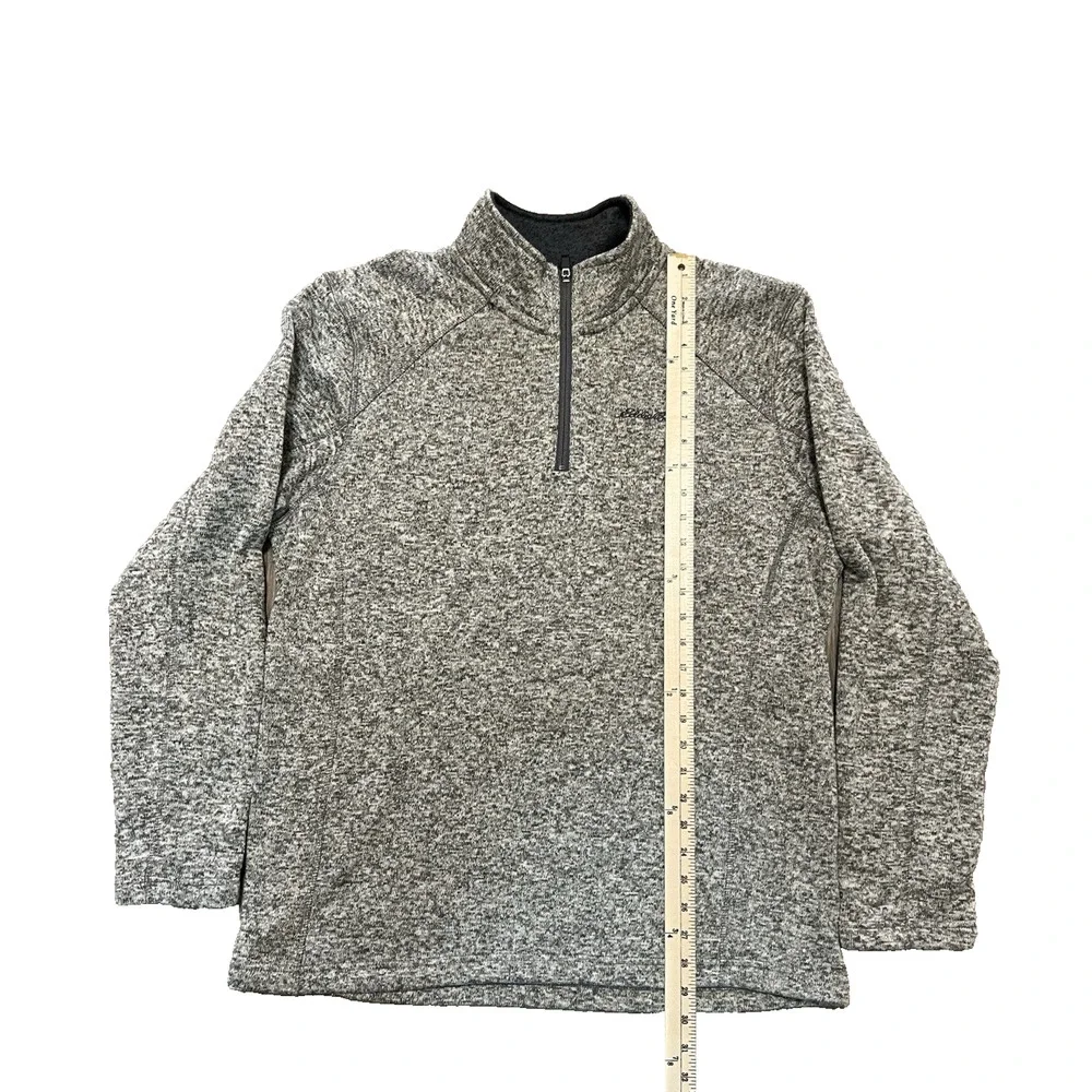 Eddie Bauer Sweater Mens Large Heather Gray Fleece 1/4 Zip Mock Neck Pullover - Picture 3 of 8